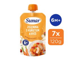 Sunar Zelenina s kuřetem a rýží (7 x 120 g)