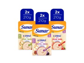 Sunar Mix karton mléčné kaše 8 cereálií, 6. m+ (6 x 210 g)