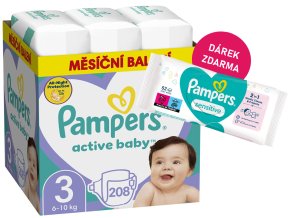 Pampers Active Baby vel. 3 208 ks (6 10 kg) + ubrousek
