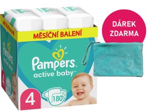 Pampers Active Baby vel. 4 180 ks (9 14 kg) + taštička