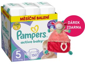 Pampers Active Baby vel. 5 150 ks (11 16 kg) + kráva