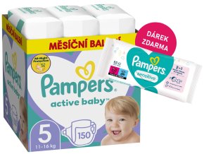 Pampers Active Baby vel. 5 150 ks (11 16 kg) + ubrousky