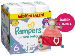 Pampers Active Baby vel. 6 128 ks (13 18 kg) + kráva