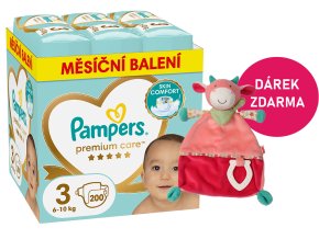 Pampers Premium Care 3 midi 200 ks (6 10 kg) + kráva