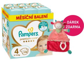 Pampers Premium Care 4 maxi 174 ks (9 14 kg) + kráva