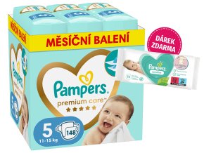 Pampers Premium Care 5 junior 148 ks (11 16 kg) + taštička