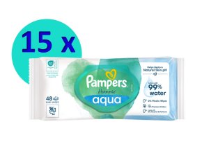 Pampers vlhčené ubrousky Harmonie Aqua 15 x 48 ks