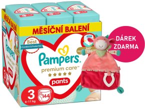 Pampers Premium Care pants 3 midi (6 11 kg) 144 ks + kráva