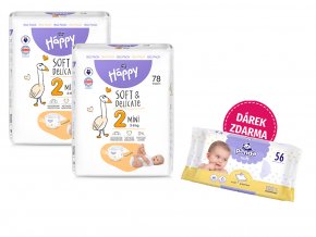 Bella Happy Soft & Delicate BigPack vel. 2 (3 6 kg) 156 ks (2x78 ks)