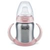 NUK FC učící lahvička z vysoce kvalitní nerezové oceli s pítkem (125 ml) růžová