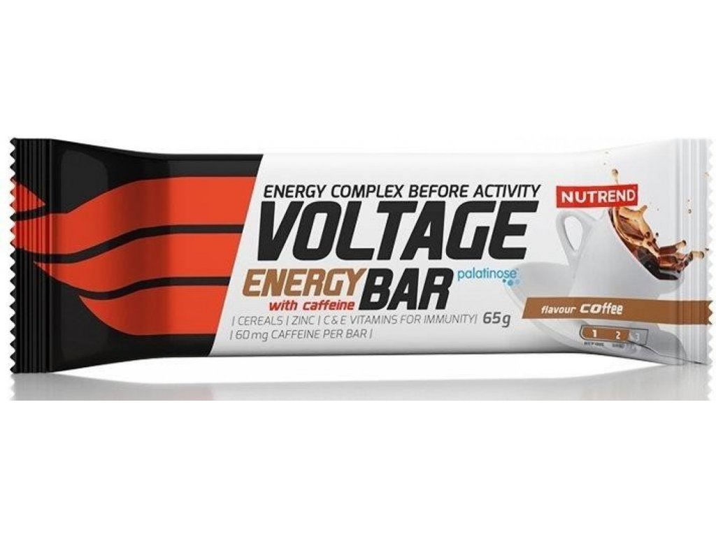 NUTREND Voltage Energy Bar with Caffeine 65g,Energetická tyčinka s kofeinem pro okamžitý náboj energie