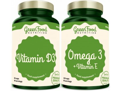 GreenFood Omega 3 120 kapslí + Vitamin D3 60 kapslí