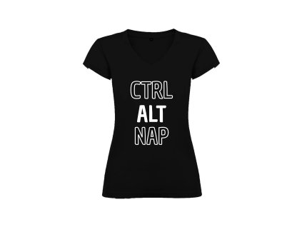 Vtipné dámské tričko černé ctrl alt nap (Velikost XL)