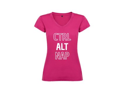 Vtipné dámské tričko růžové ctrl alt nap (Velikost XL)