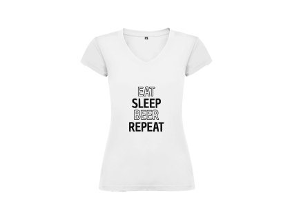 Vtipné dámské tričko bílé repeat (Velikost XL)
