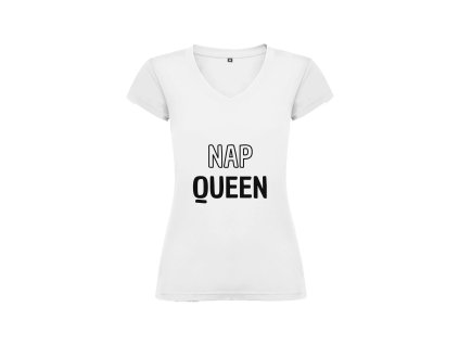 Vtipné dámské tričko bílé nap queen (Velikost XL)