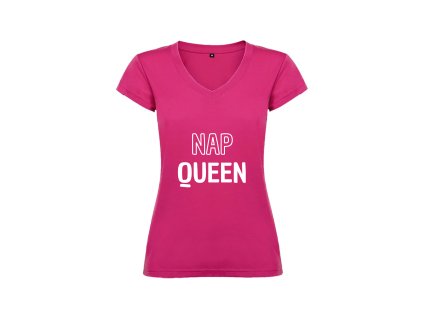 Vtipné dámské tričko růžové nap queen (Velikost XL)