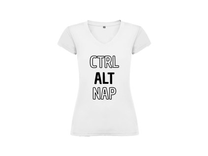 Vtipné dámské tričko bílé ctrl alt nap (Velikost XL)