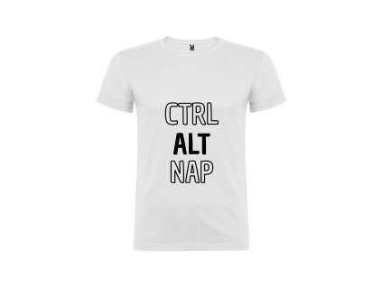 Vtipné pánské tričko bílé ctrl alt nap (Velikost XXL)