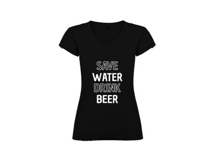 Vtipné dámské tričko černé save water (Velikost XL)