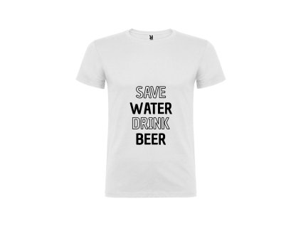 Vtipné pánské tričko bílé save water (Velikost XXL)
