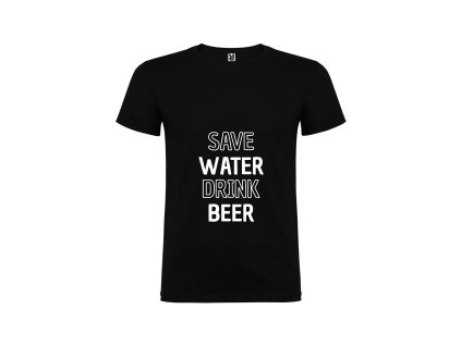 Vtipné pánské tričko černé save water (Velikost XXL)
