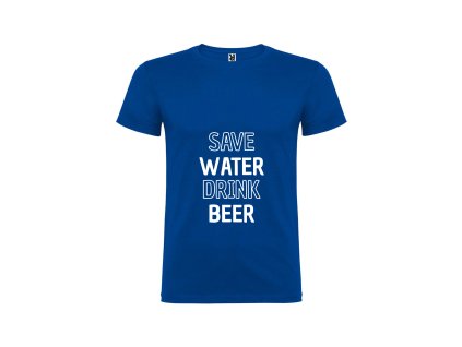 Vtipné pánské tričko modré save water (Velikost XXL)