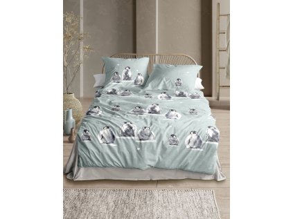 Povlečení IRISETTE PANDA 8645-80 nefrit – flanelová sada 140×200 cm