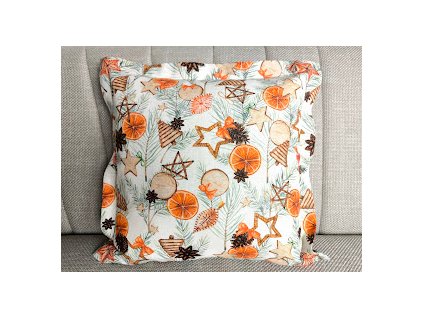 Povlak na polštář  VÁNOČNÍ POMERANČ LUREX 40 cm x 40 cm s odšitím