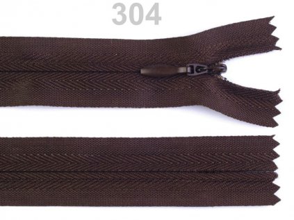 Spirálový zip skrytý  délka 50 cm b.304 Chocolate Brown
