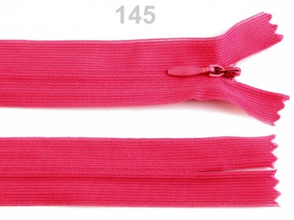 Spirálový zip skrytý šíře 3mm délka 35 cm b.145 Fandango Pink  , podklad dederon