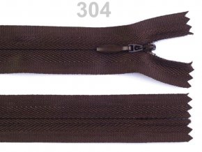 Spirálový zip skrytý délka 40 cm b.304 Chocolate Brown