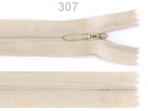 Spirálový zip skrytý délka 45 cm b. 307 Biscotti