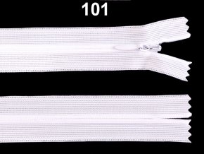 Spirálový zip skrytý délka 55 cm b. 101 White , podklad dederon