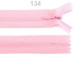 Spirálový zip skrytý šíře 3mm délka 50 cm b. 134 Gossamer pink  , podklad dederon