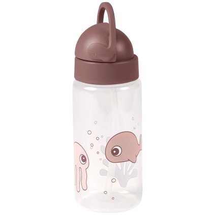 Láhev s brčkem SEA FRIENDS Done by Deer 350 ml růžová