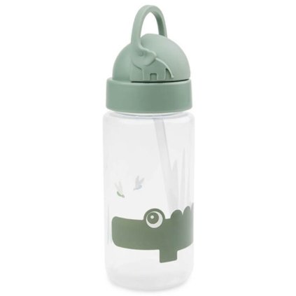 Láhev s brčkem CROCO Done by Deer 350 ml zelená