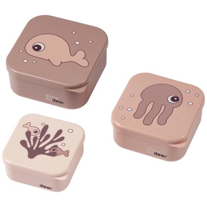 Sada svačinových boxů SEA FRIENDS Done by Deer růžová 3 ks