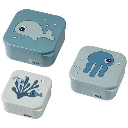 Sada svačinových boxů SEA FRIENDS Done by Deer modrá 3 ks