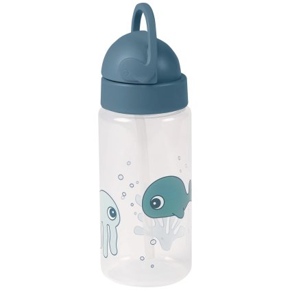 Láhev s brčkem SEA FRIENDS Done by Deer 350 ml modrá