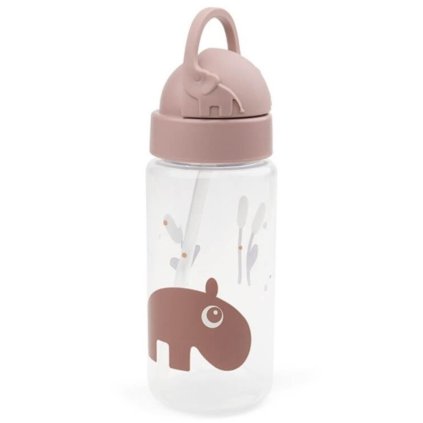 Láhev s brčkem OZZO Done by Deer 350 ml růžová