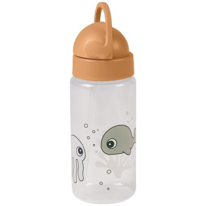 Láhev s brčkem SEA FRIENDS Done by Deer 350 ml oranžová