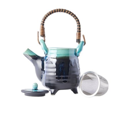 Čajník se sítkem MATT BLACK & TURQUOISE MIJ 460 ml