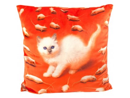 Polštář TOILETPAPER KITTEN Seletti 50 x 50 cm červený