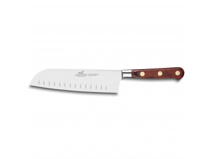 Santoku nůž SAVEUR 18 cm, mosazné nýty, hnědá, Lion Sabatier