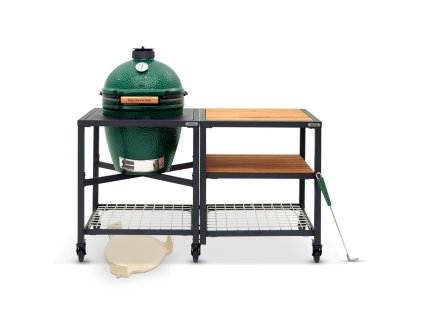 Gril na dřevěné uhlí L 46 cm, + pojízdný stůl + ConvEGGtor + pohrabáč, Big Green Egg