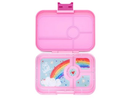 Obědový box TAPAS XL 4 1 l, tmavě růžová / duha, plast, Yumbox
