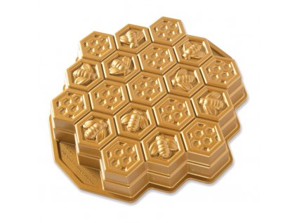 Forma ve tvaru včelí plástve Honeycomb Pull-Apart Bundt® zlatá Nordic Ware
