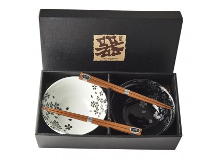 Set misek Silver Sakura s hůlkami 500 ml 2 ks MIJ