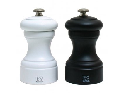 Dárkový set mlýnků na pepř a sůl Bistro černo/bílý, bukové dřevo 10 cm